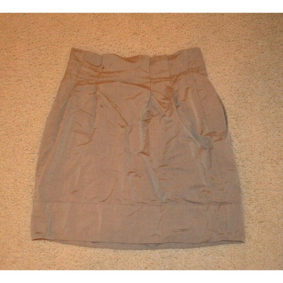 BCBG Pleated Skirt BCBGMAXAZRIA A-Line Pleated Work Skirt Brown Size 4 USA - Picture 1 of 12